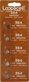 5 Pc Fresh LOOPACELL Silver Oxide WATCH Battery 1.55v 364 SR621 SR621SW