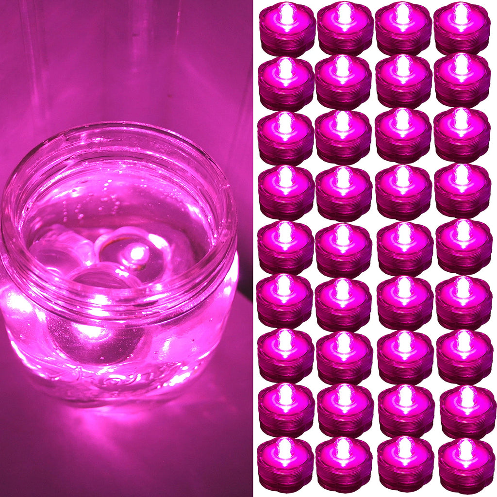 36 Pack PINK Submersible Waterproof Underwater Battery LED Tea Light~Wedding