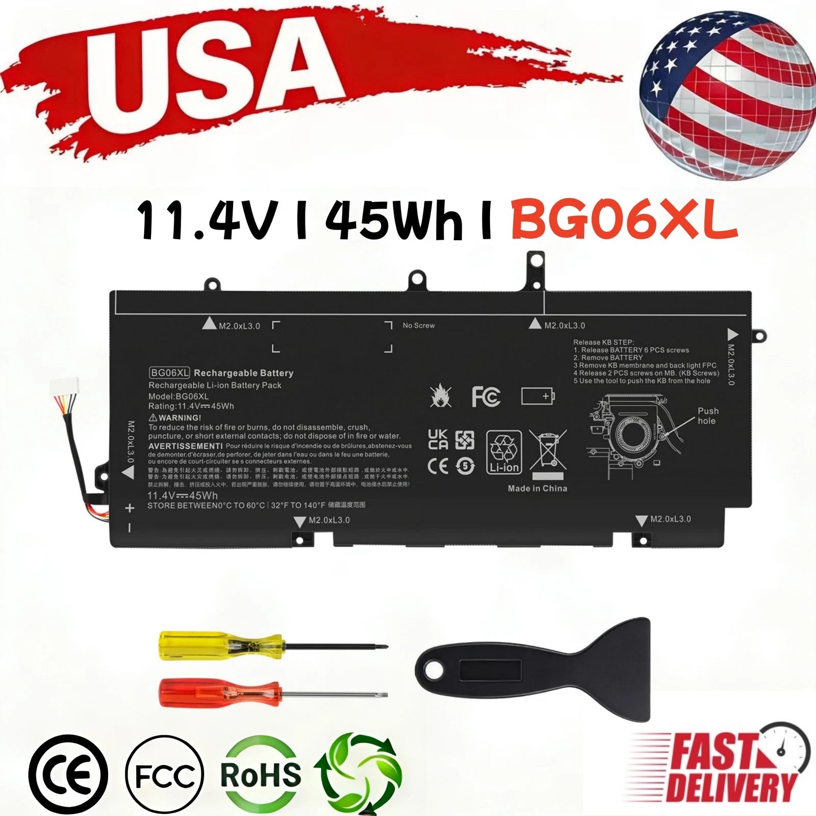 BG06XL Battery for HP EliteBook Folio 1040 G3 804175-1B1 804175-181 HSTNN-IB6Z