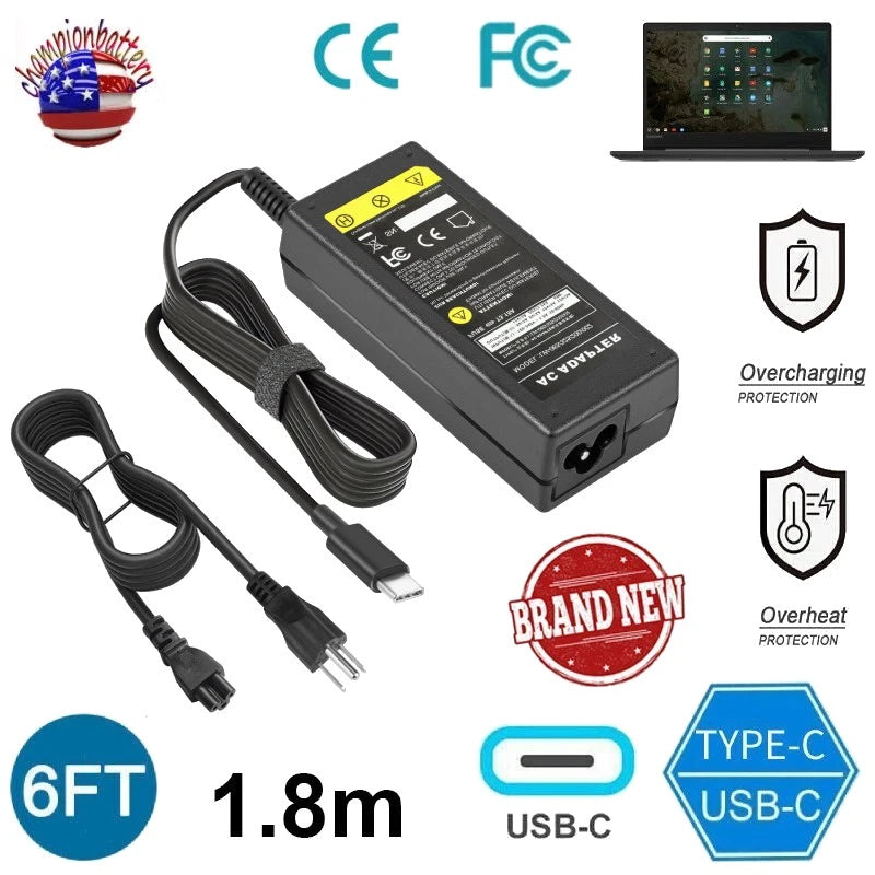 65W 45W USB-C w Laptop Computer Charger AC Adapter Power Supply For Lenovo IBM