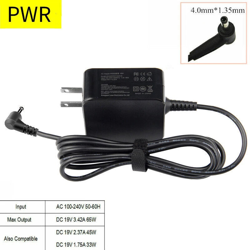 19V 3.42A 65W Adapter Charger for Asus Zenbook Flip 14 UX461 UX461U 4.0mm*1.35mm