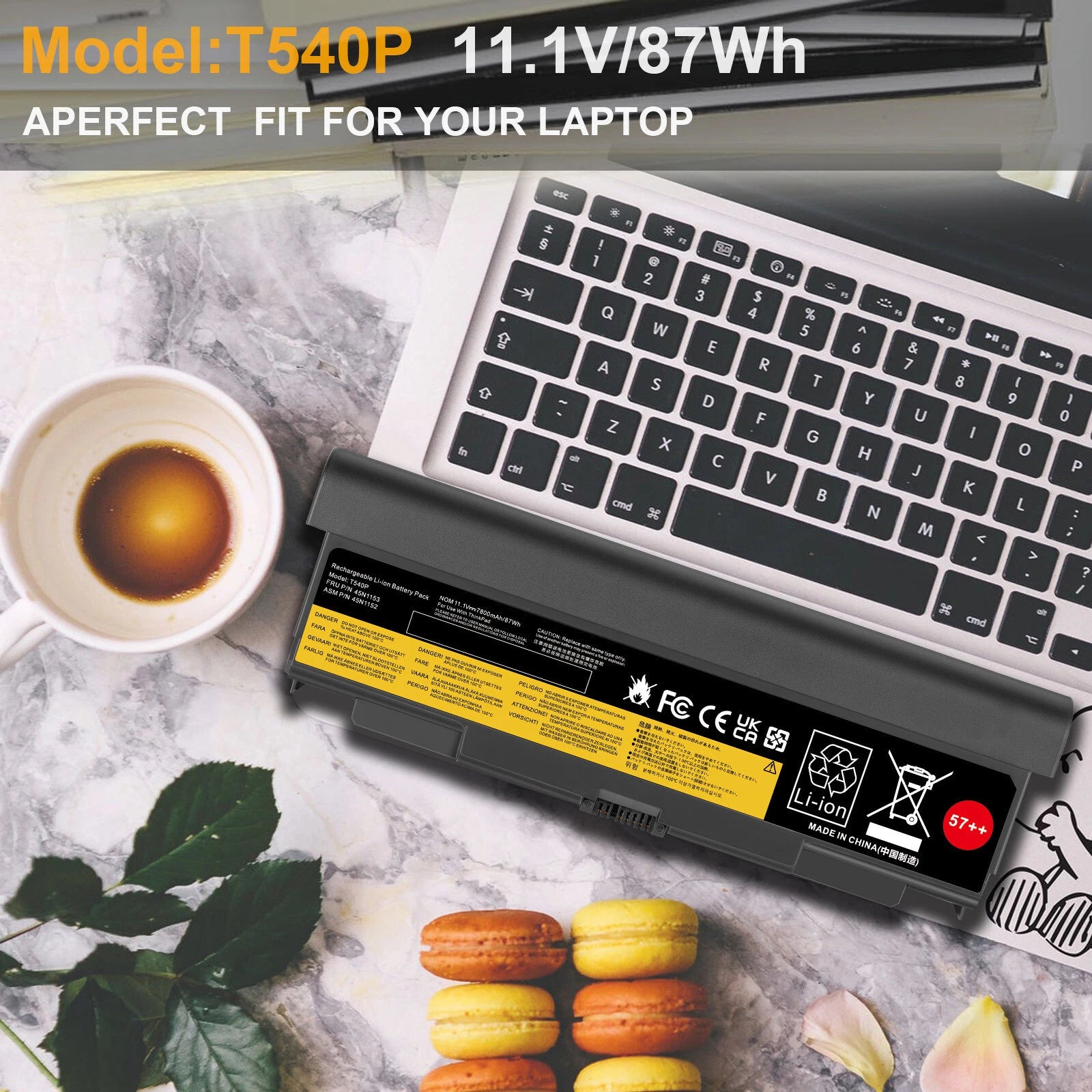 9 Cell 57++ Laptop Battery for Lenovo Thinkpad T440p T540p W540 W541 FAST 87Wh