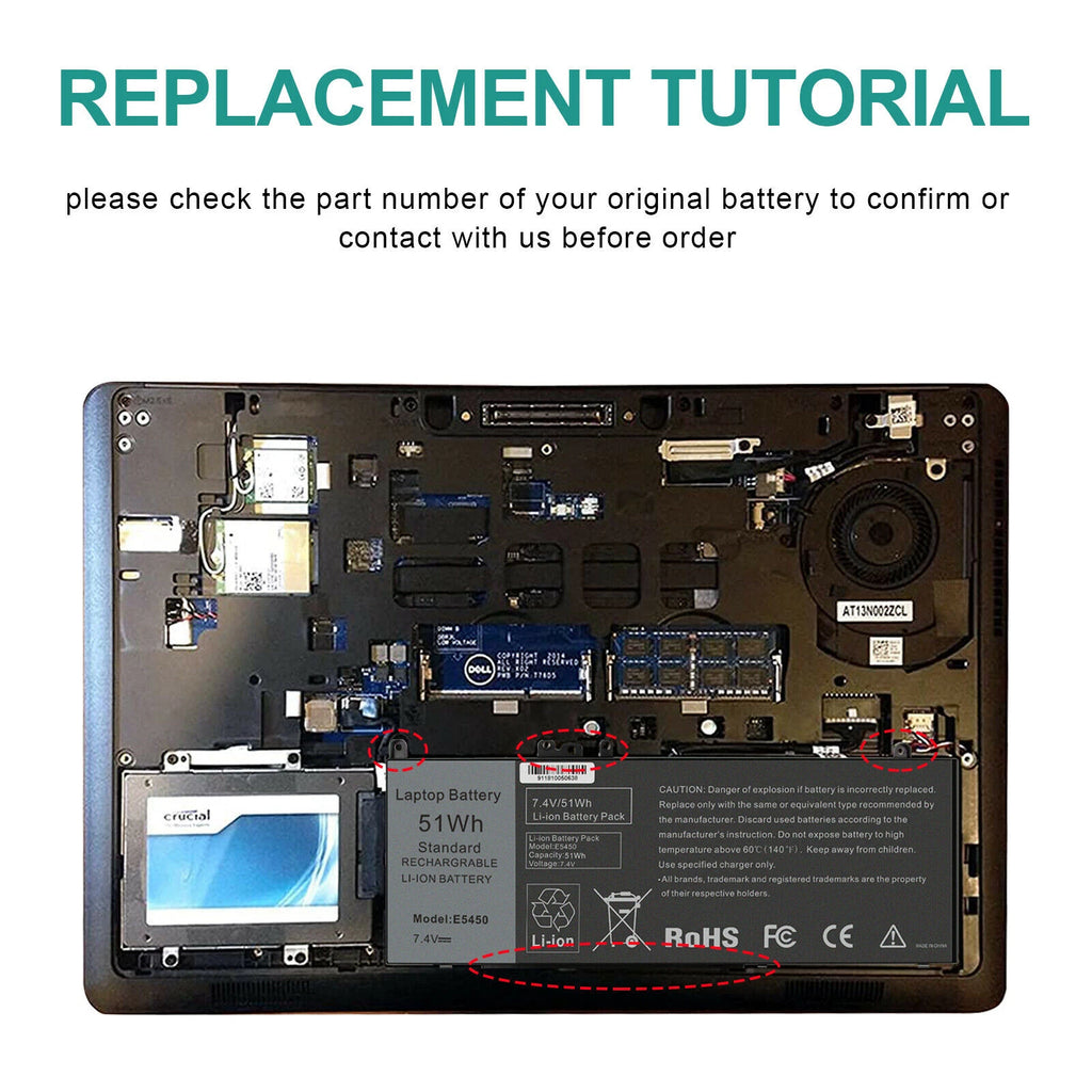 G5M10 RYXXH Battery for DELL Latitude 12 E3100 E3150 E3550 E5450 E5550 E5250