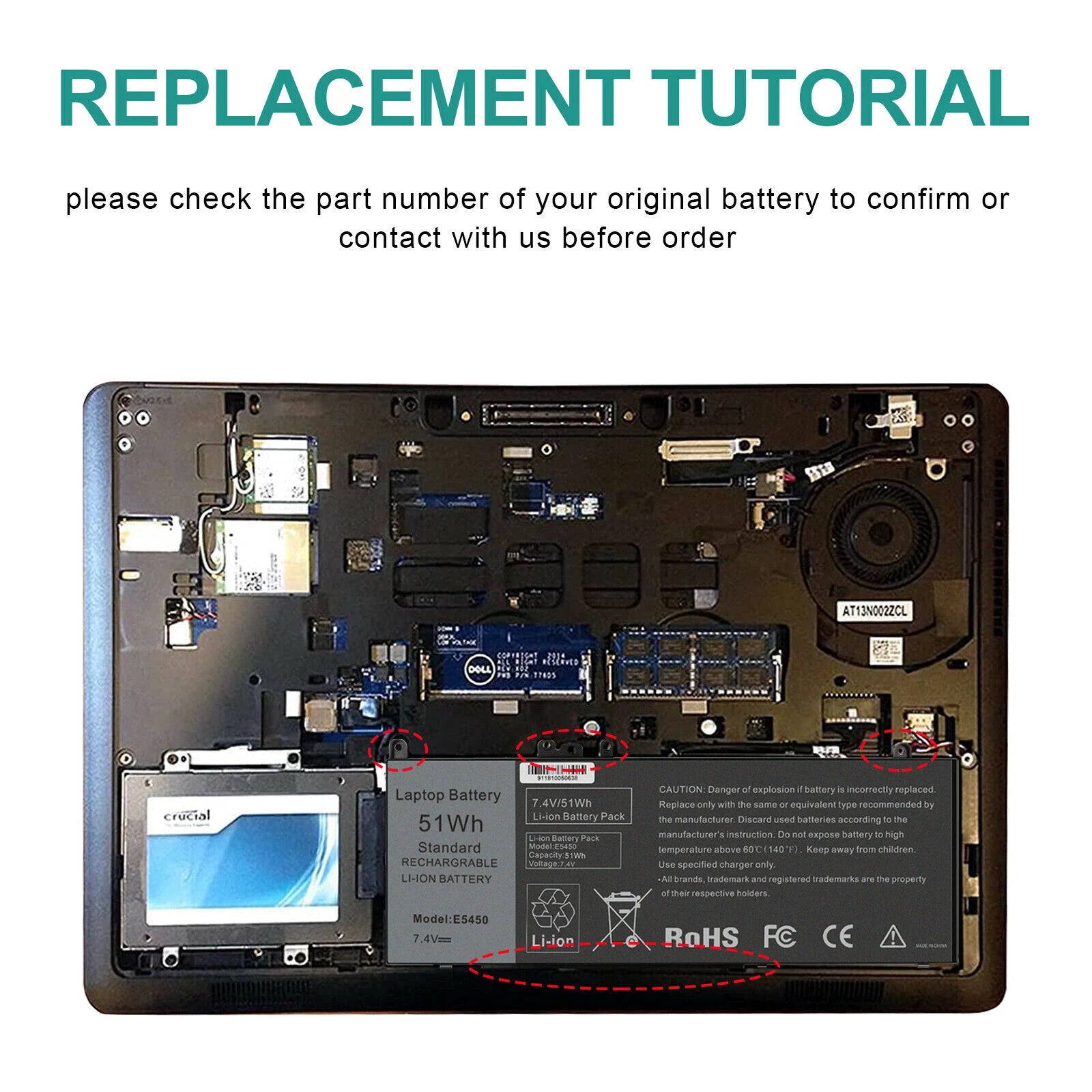 G5M10 RYXXH Battery for DELL Latitude 12 E3100 E3150 E3550 E5450 E5550 E5250