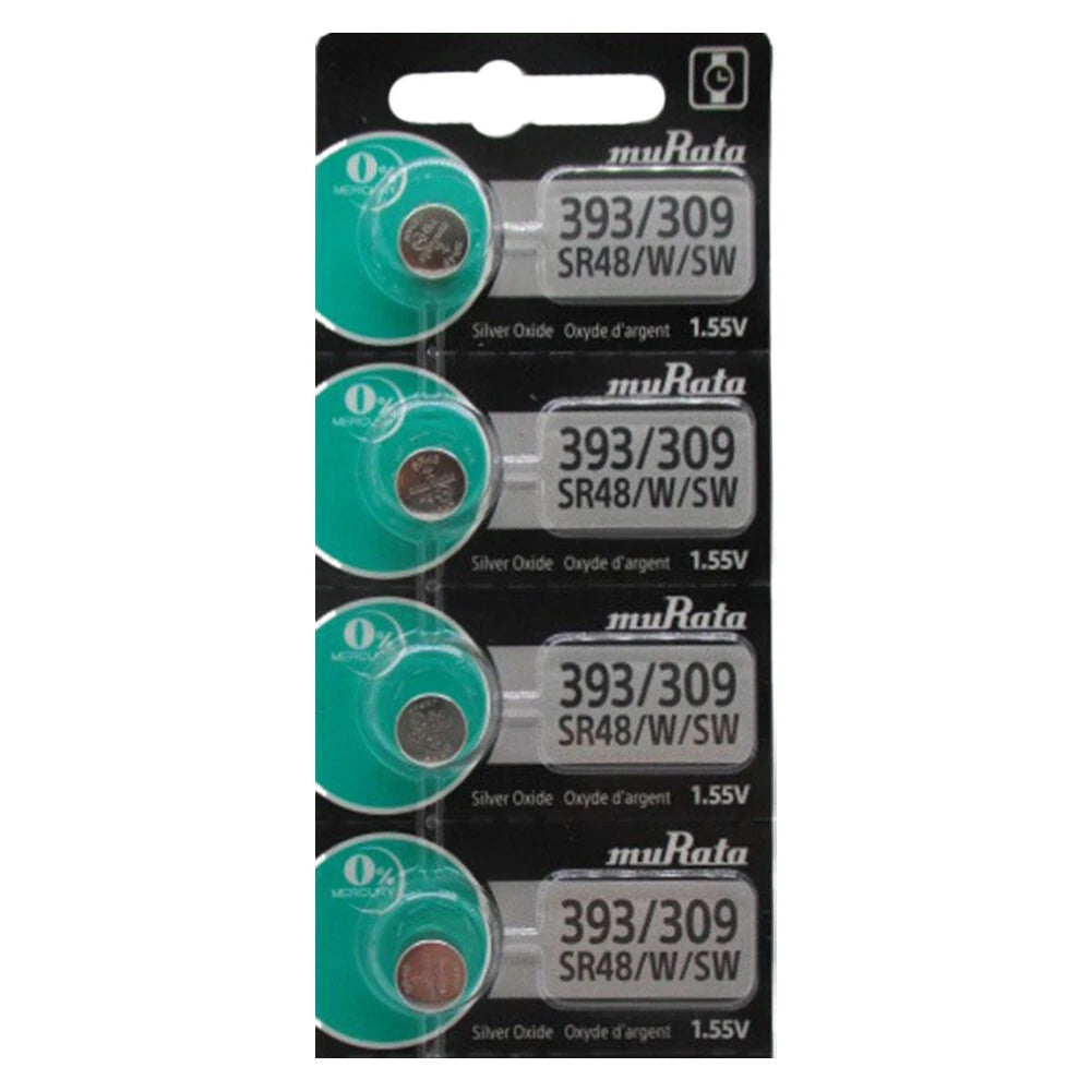 4 Pcs 393 Murata Watch Batteries SR754SW 393 / 309 SR48W - Replaces Sony