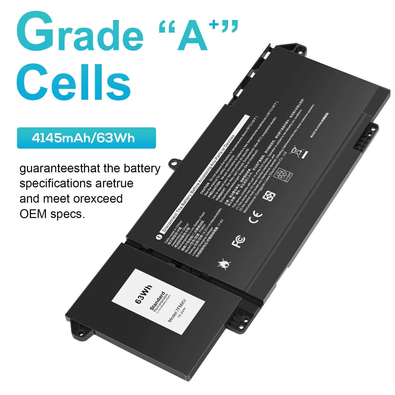 ?LOT 1-50x 7FMXV Battery For Dell Latitude 5320 7320 7420 7520 9JM71 TN2GY 4M1JN