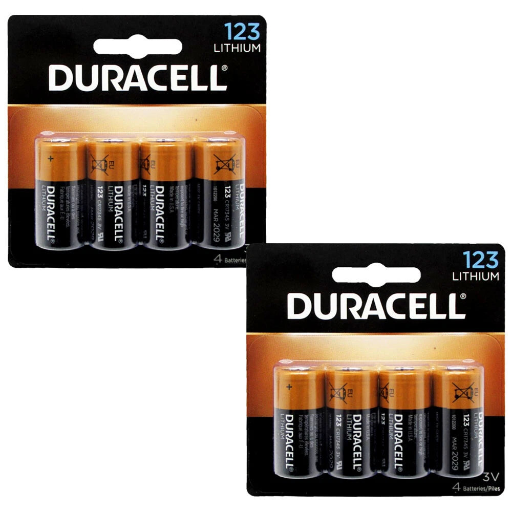 (2 X 4) 8 Pack Duracell Ultra Lithium CR123A CR17345 EL123 3V Batteries EXP:2030