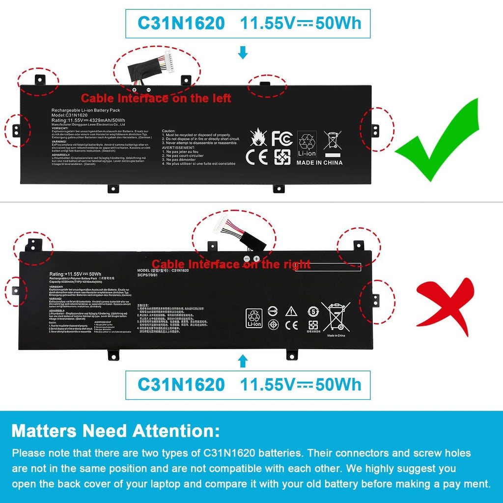 C31N1620 Battery For ASUS Zenbook UX430 UX430UQ U4100UQ C3iNi62O C31P0J1 Series