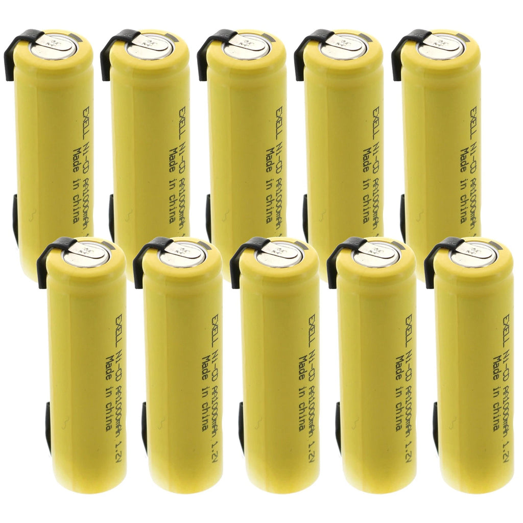AA 1.2V 1000mAh Rechargeable Battery w/Tabs for LED Lights, Hobby, Alarms