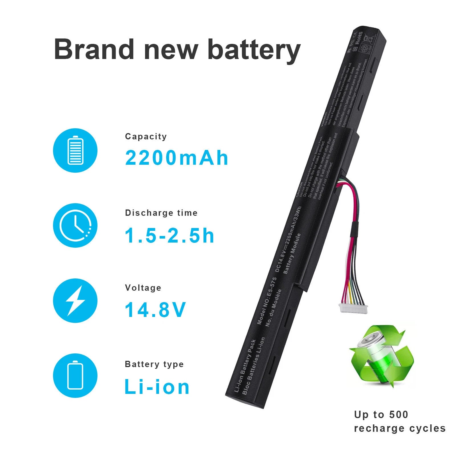 E5-575 Battery For Acer Aspire E5-475 E5-475G E5-575G E5-774 E5-774G 2200mAh