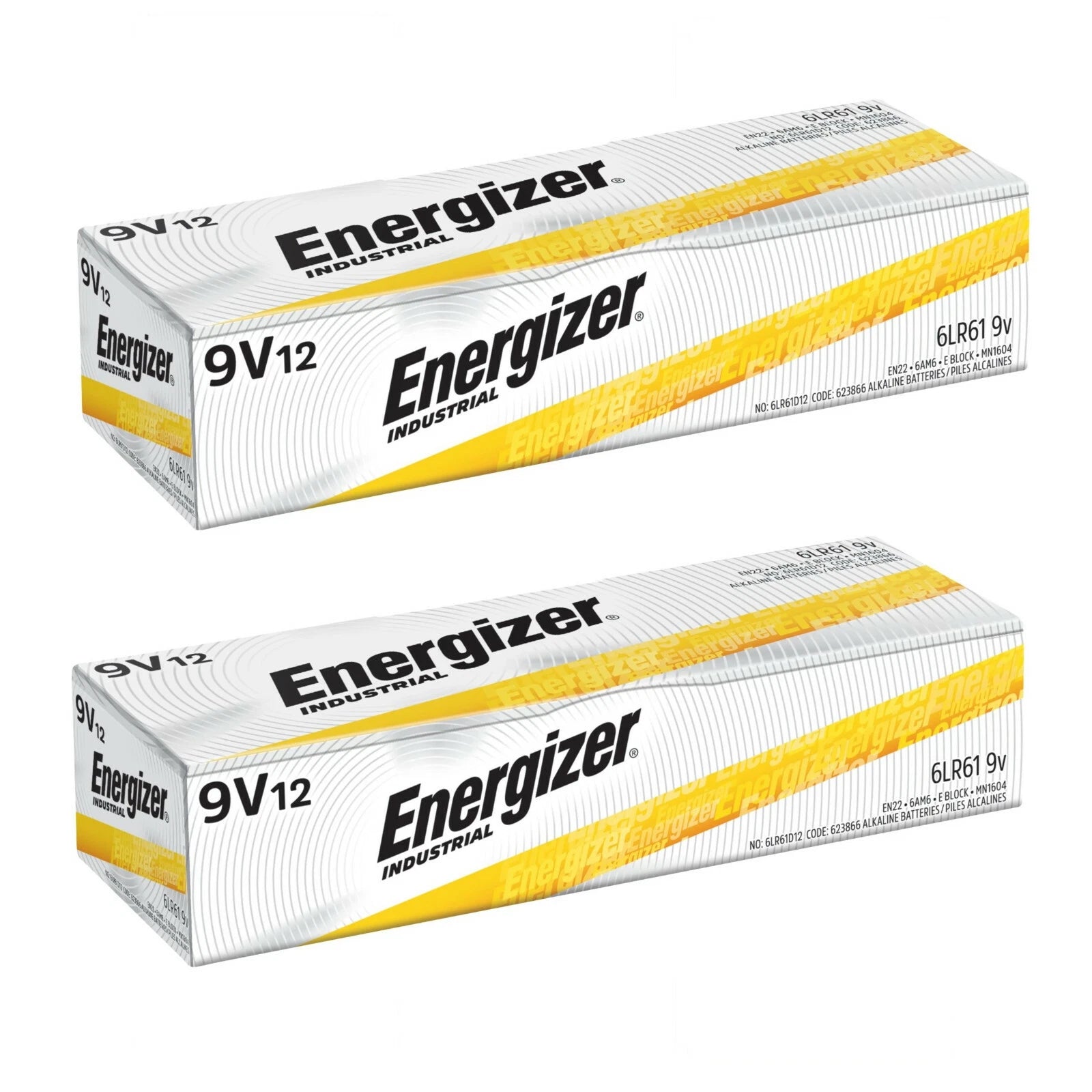 24 Energizer Industrial 9 Volt (9V) Alkaline Batteries (EN22, 6LF22, 6AM6)