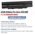 ?A32-U80 Battery For Asus U20A-B2 U50A U50F U50V U80A U81A U89V A31-U80 A32-U50?