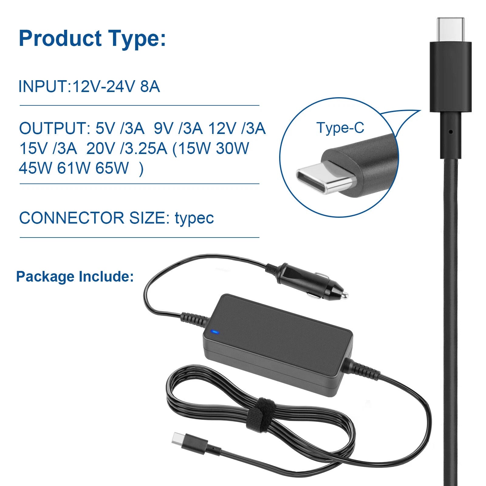65/90W USB-C Car Charger Power Adapter PD3.0 For iPhone/MacBook Pro/Lenovo