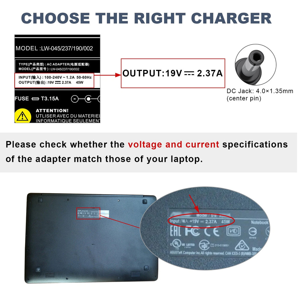 45W AC Adapter Charger For ASUS Chromebook C202SA C202S C202SA-YS02 C202SA-YS01