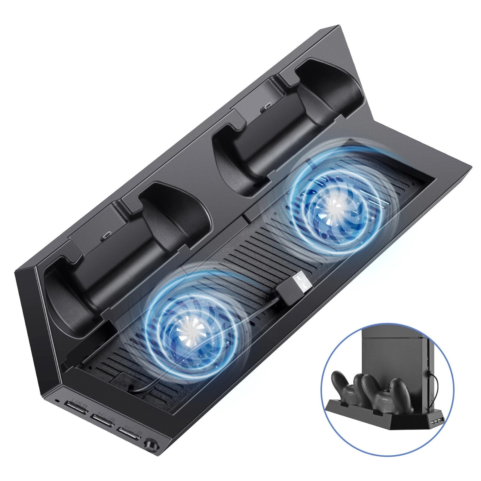 Cooling Fan Station For PS4 Vertical Stand Controller Charger Dock PlayStation 4