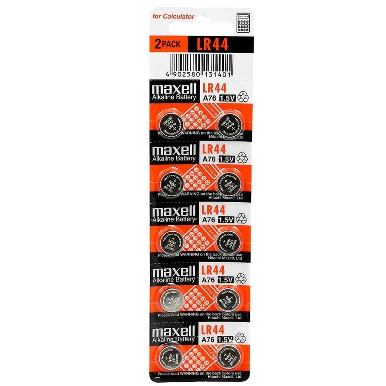 Maxell LR44 (A76) Batteries, 10 Count