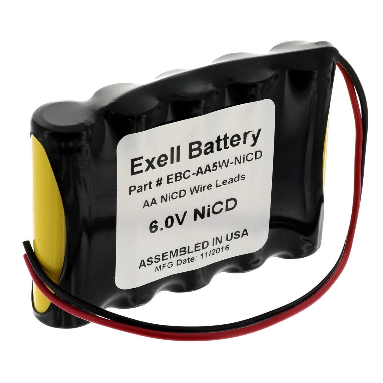 Exell 6V 1000mAh (5xAA) NiCd Custom Battery Pack w/ Wire Leads