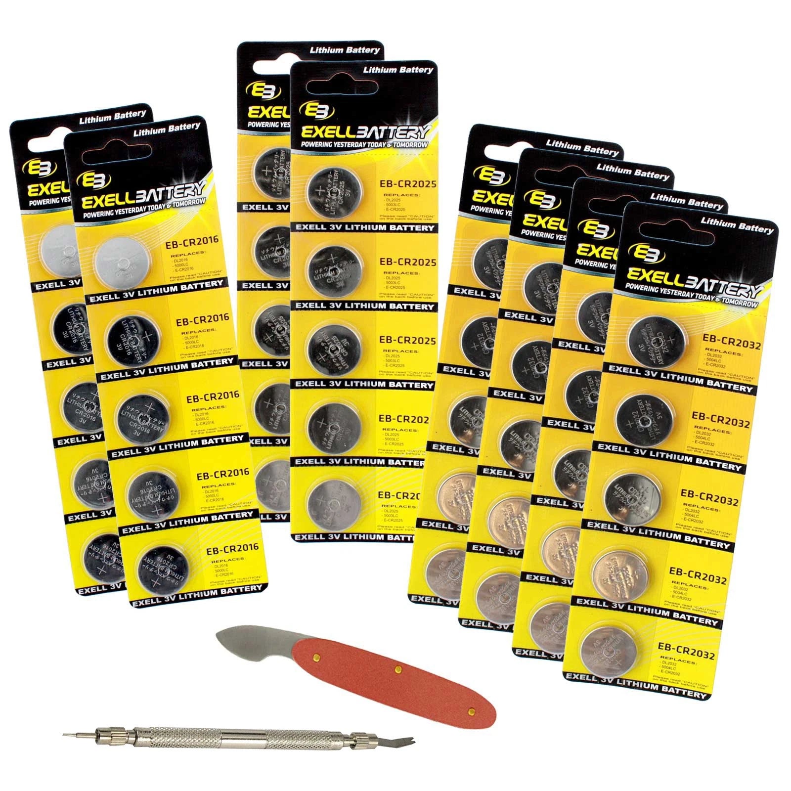 40pc Watch & Alarm Battery Compatible With Kit in 3 Sizes CR2016 CR2025 CR2032