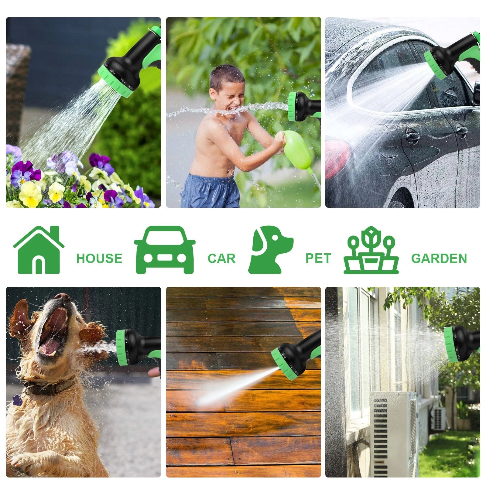 75ft / 100ft / 125ft Expanding Water Hose No-Kink Garden Hose with Nozzle