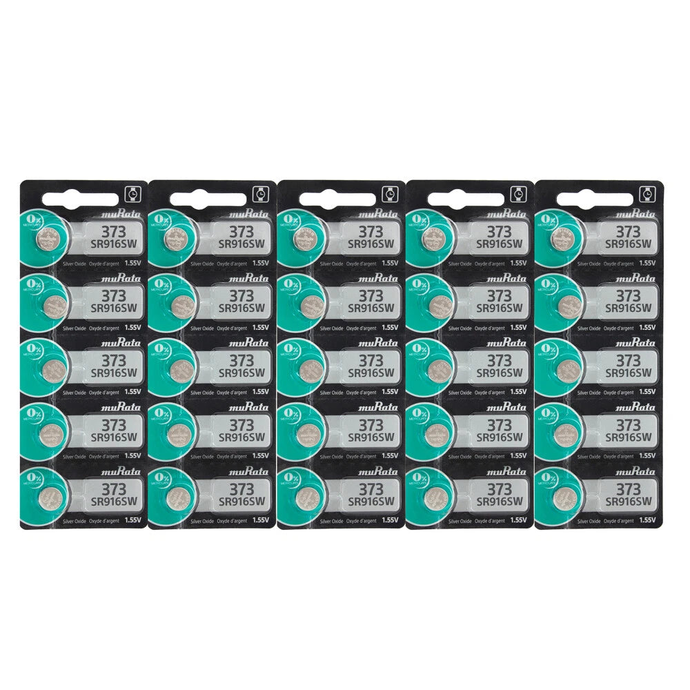 25 Pc Murata 373 SR916SW Silver Oxide Batteries - Replaces Sony