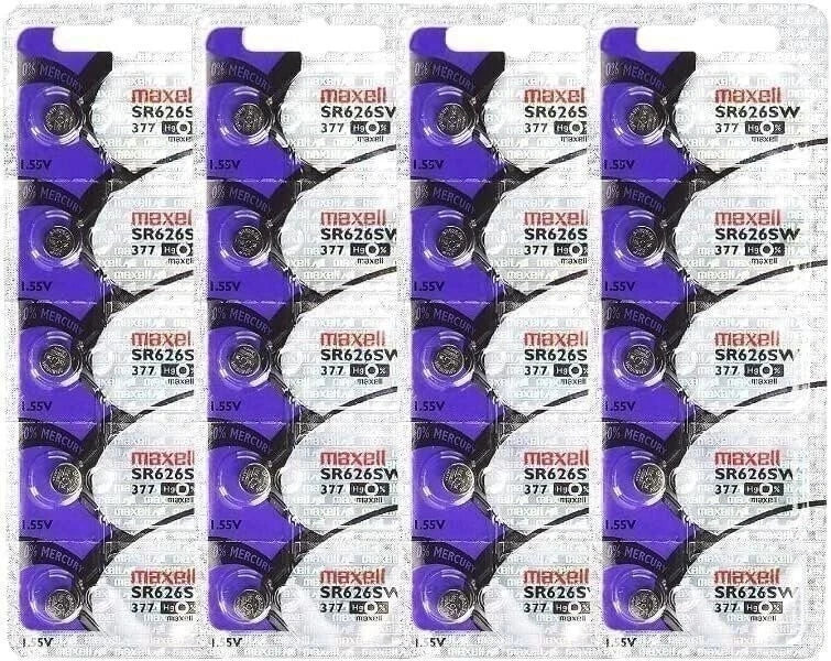 Maxell SR626SW 377 Silver Oxide Watch Battery Bundle of 20