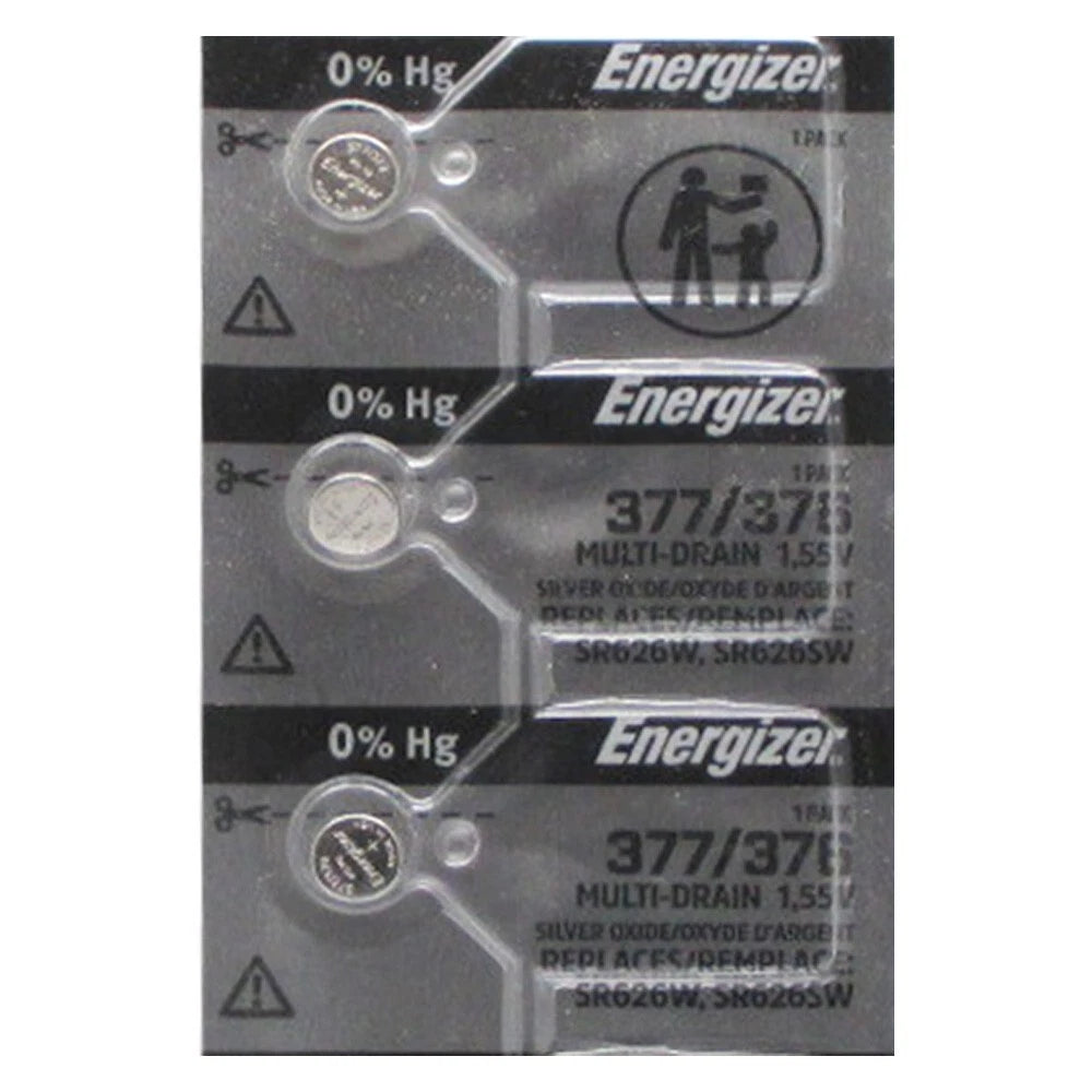 3 Pcs ENERGIZER 376/377, 377BP, D377, SB-AW, SR626SW, SR66 Battery