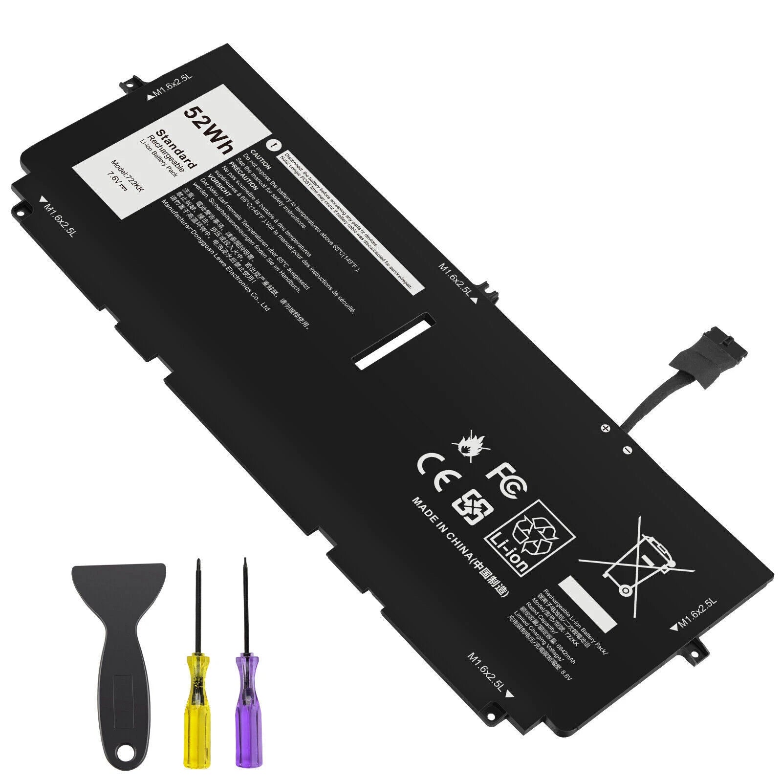 ?722KK Battery For Dell XPS 13 9310 9300 9380 (2020) 13.4" Series P117G002 52Wh