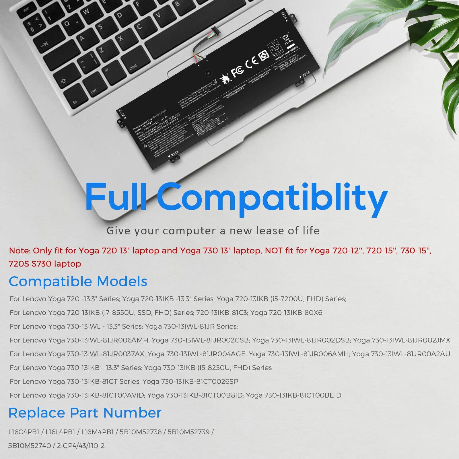 L16C4PB1 L16L4PB1 L16M4PB1 Battery for Yoga 730-13IWL ideapad Yoga 720-13IKB NEW