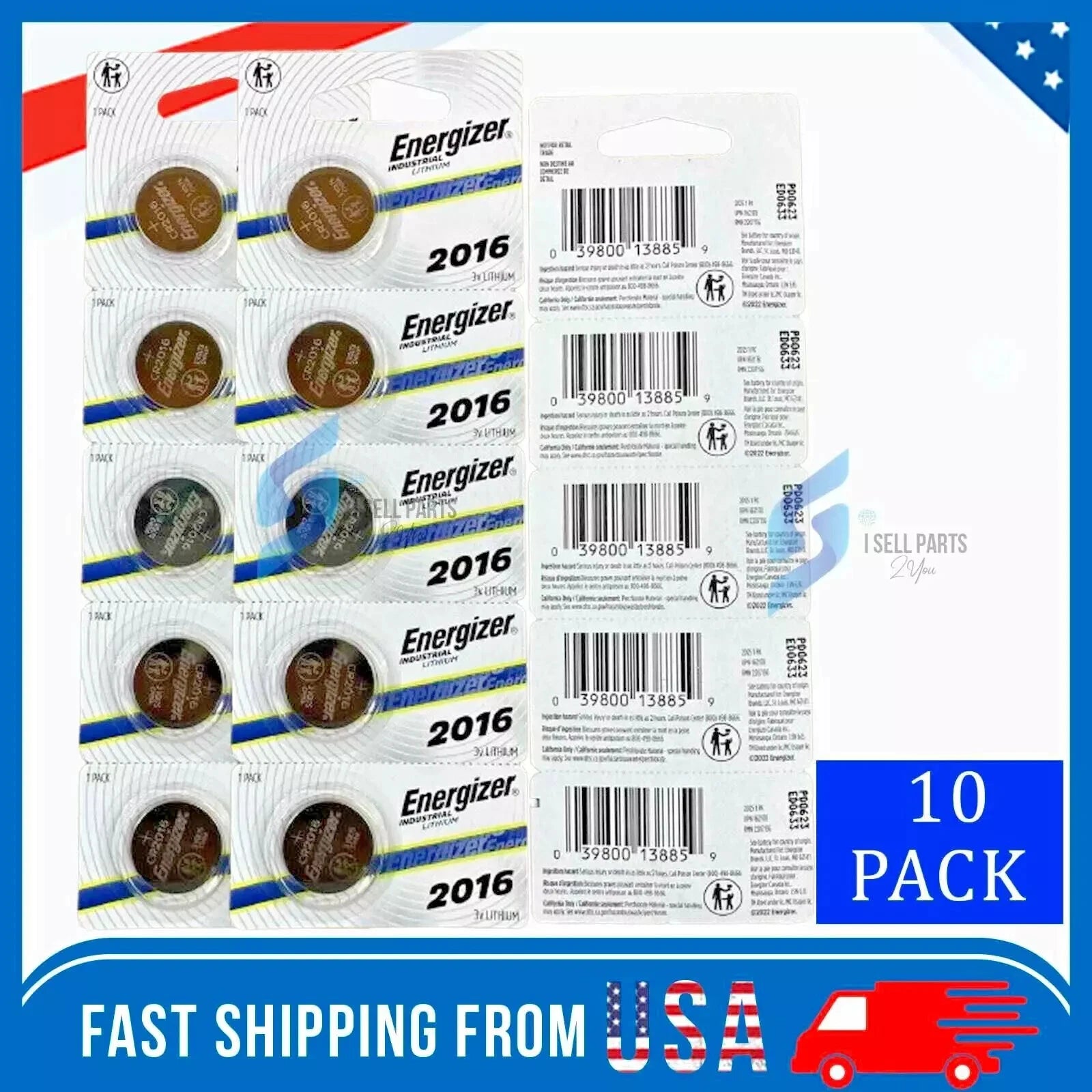 100 NEW ENERGIZER CR2016 CR BL DL2016 ECR 2016 3v LITHIUM Coin Cell Batteries
