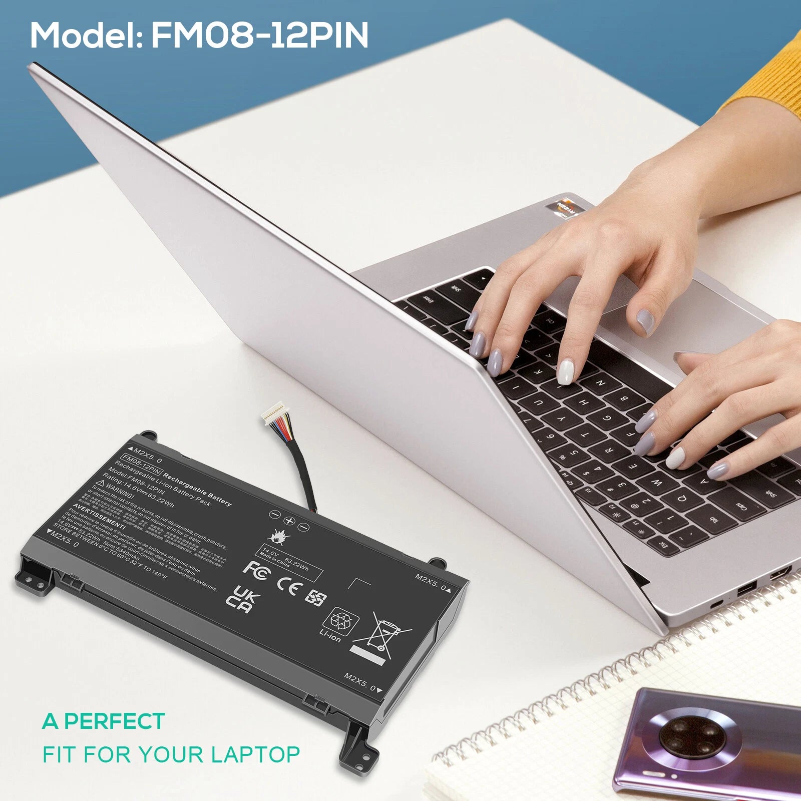 12Pin FM08 Battery For HP Omen 17-AN 17T-AN000 17T-AN100 HSTNN-LB8B HSTNN-LB8A