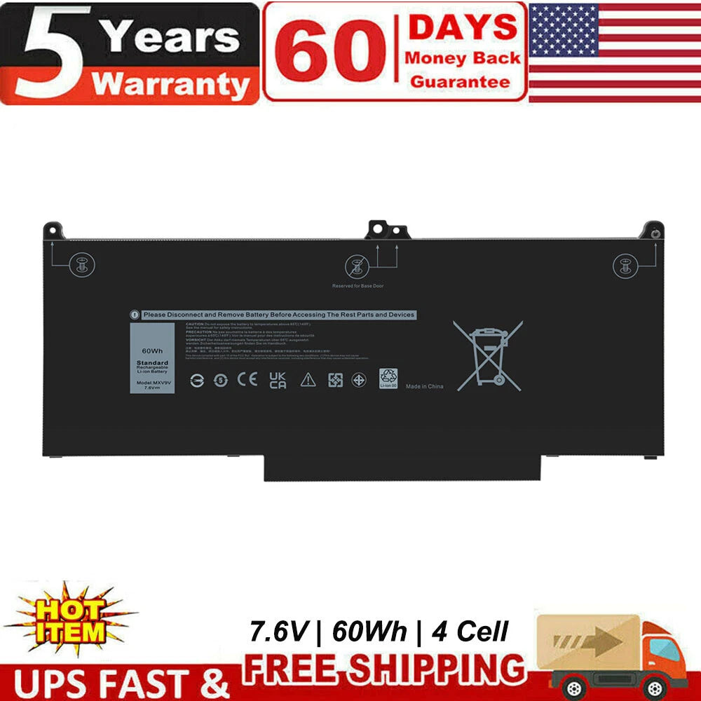 60Wh MXV9V Battery For Dell Latitude 5300 5310 7300 7400 Type 5VC2M N2K62
