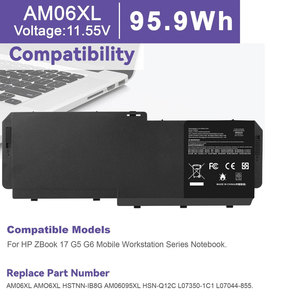 NEW AM06XL AMO6XL Battery For HP ZBook 17 G5 G6 HSTNN-IB8G L07350-1C1 L07044-855