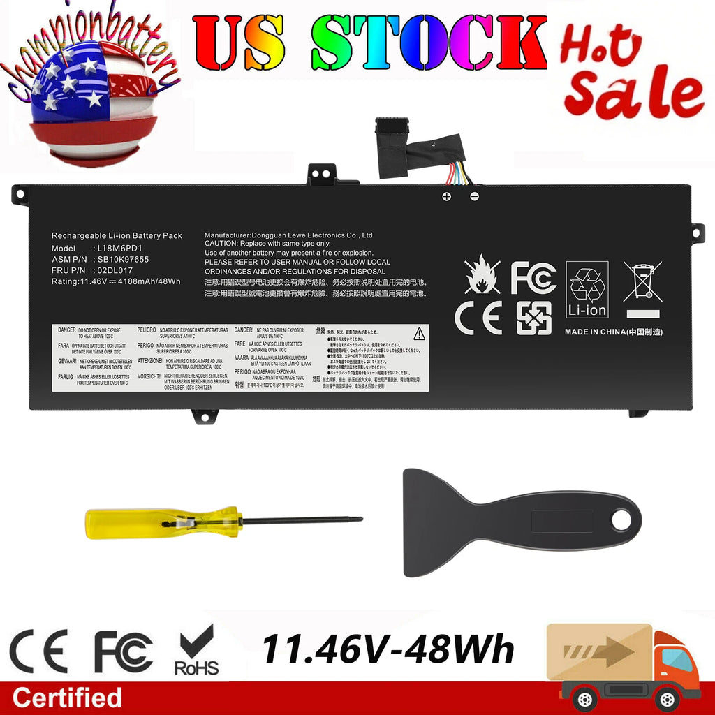 02DL017 L18M6PD1 L18C6PD1 Battery For Lenovo ThinkPad X13 X390 X395 Series New