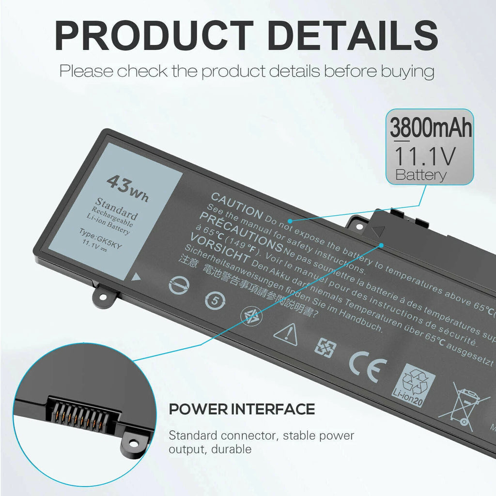 GK5KY Battery for Dell Inspiron 11 3000 3147 3148 3152 13 7000 7348 15 7568