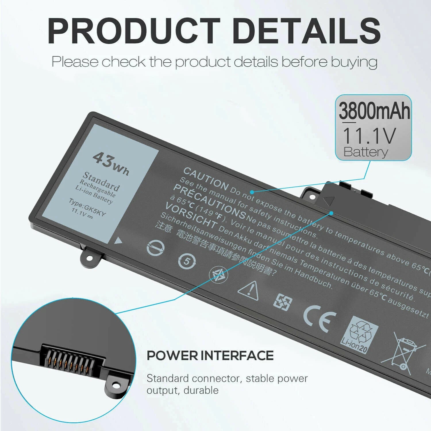GK5KY Battery for Dell Inspiron 11 3000 3147 3148 3152 13 7000 7348 15 7568