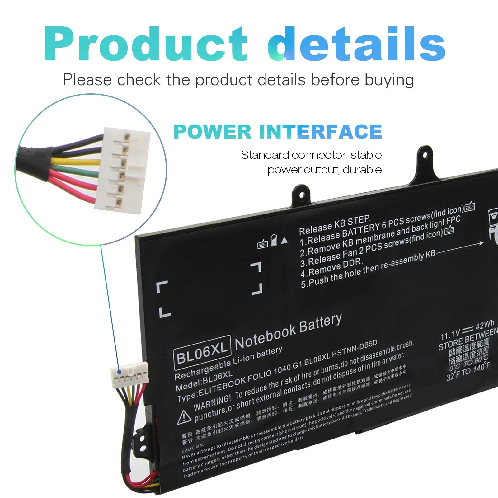 BL06XL Battery for HP EliteBook Folio 1040 G0 G1 G2 HSTNN-DB5D HSTNN-IB5D 722236
