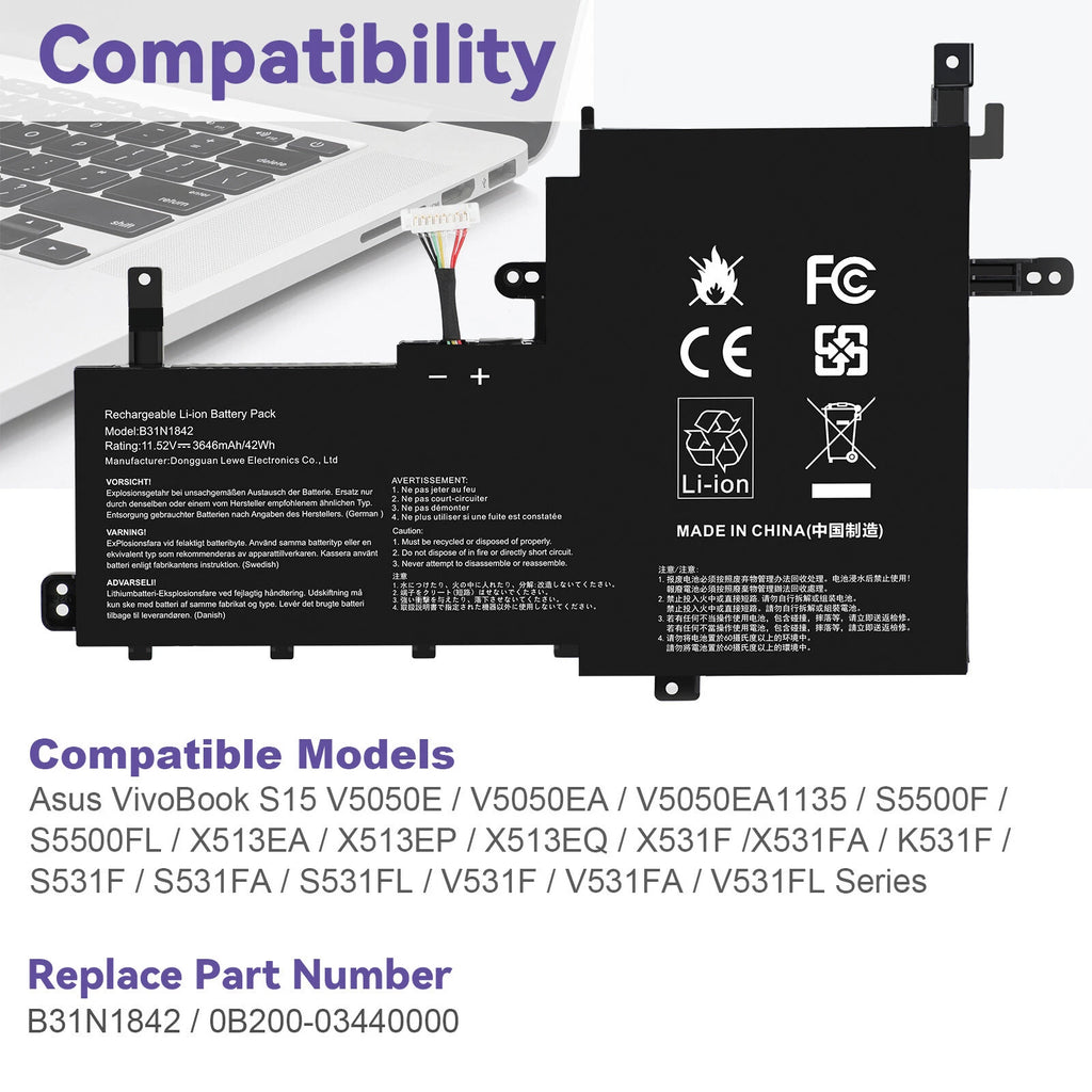 B31N1842 Battery for Asus VivoBook K531 X531 V531 S15 S531 15 M513 K513 S513