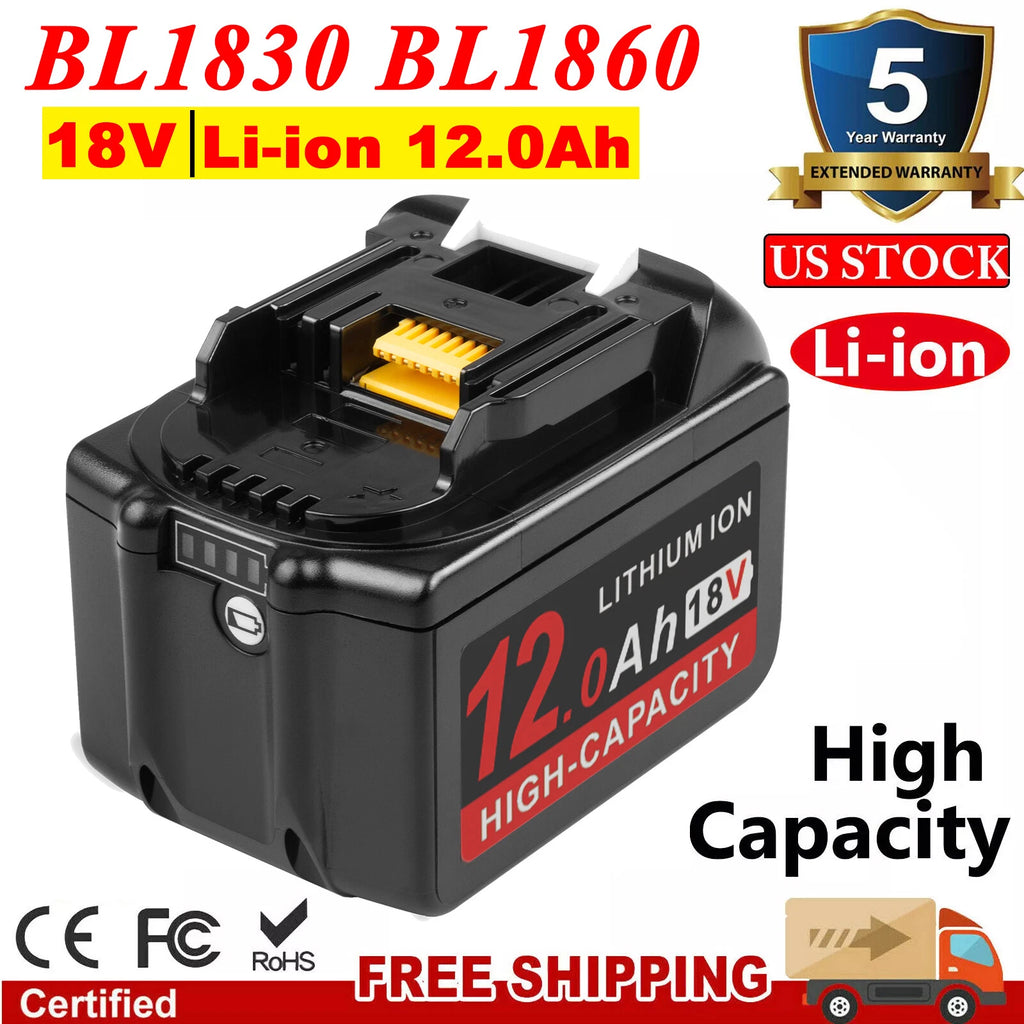 12.0Ah For Makita 18V Lithium-Ion Battery BL1830 BL1850 BL1860 BL1890 Power Tool