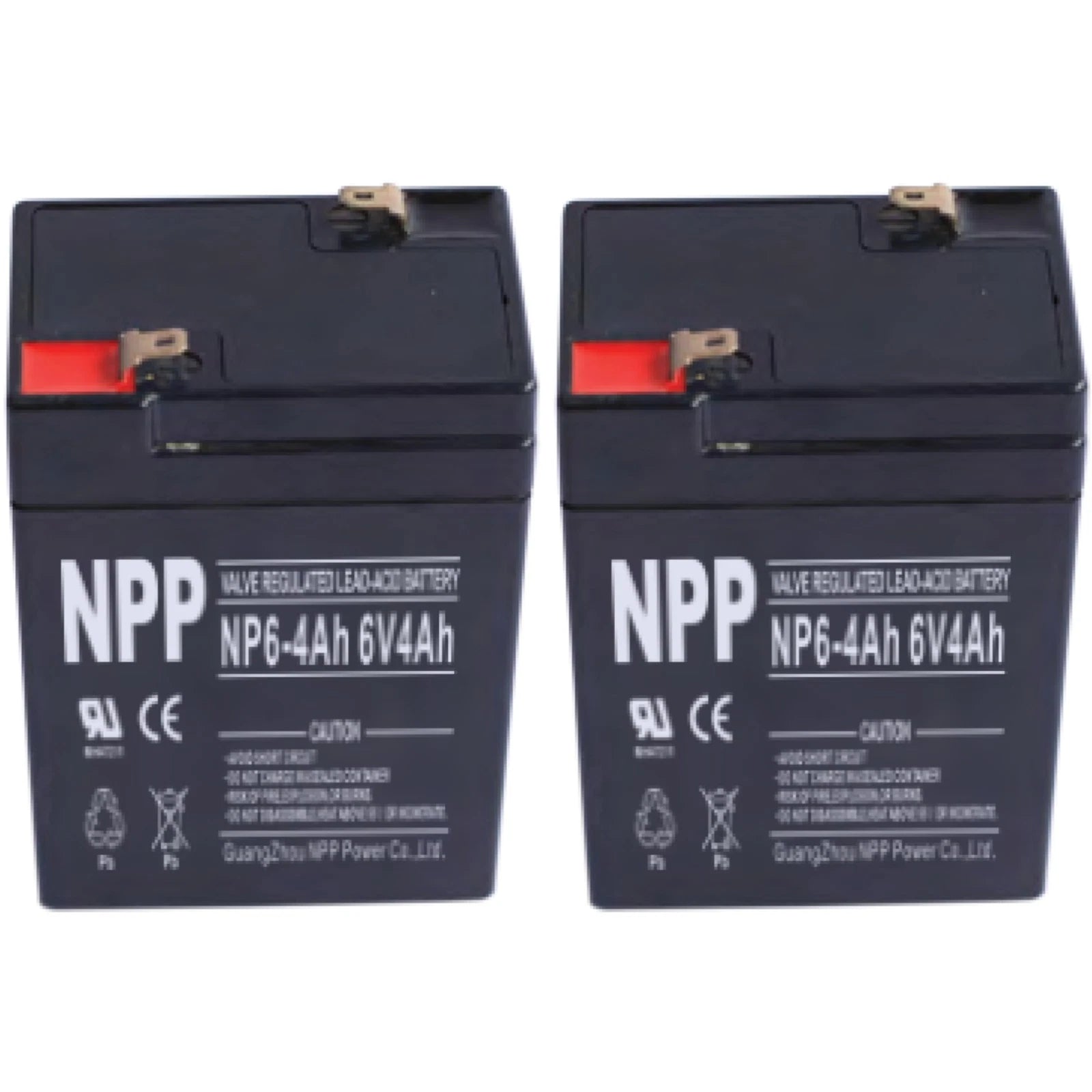 2PC NPP NP6-4Ah 6V 4Ah AGM VRLA General Series Battery
