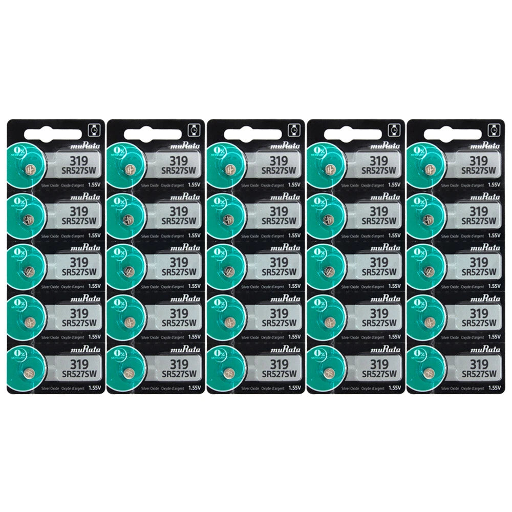 Murata 319 SR527SW 1.55V Silver Oxide Watch (25 Batteries)