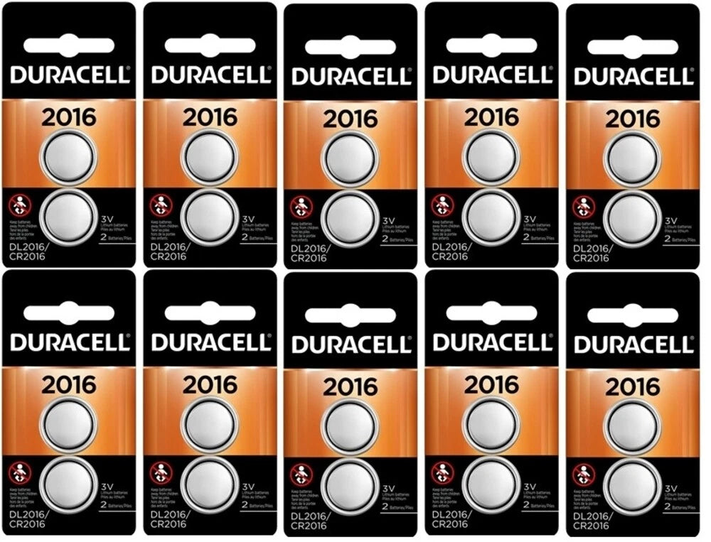 20 FRESH Duracell CR2016 ECR2016 DL2016 3v Batteries EXP 2027