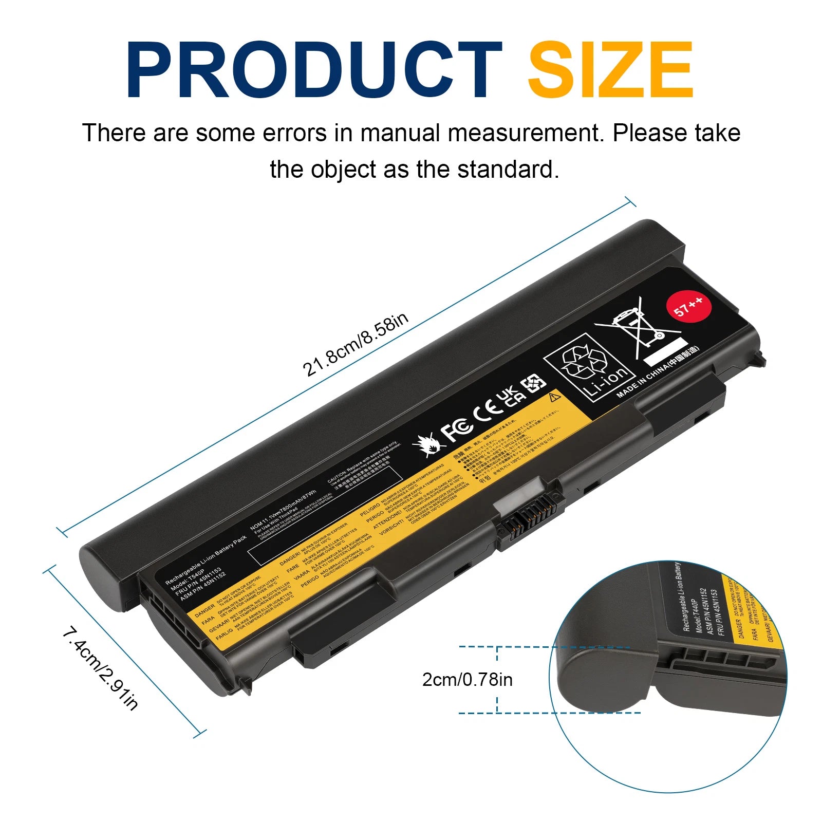 9Cell Battery 57+ for Lenovo ThinkPad T440p T540p W540 L440 L540 45N1159 0C52864