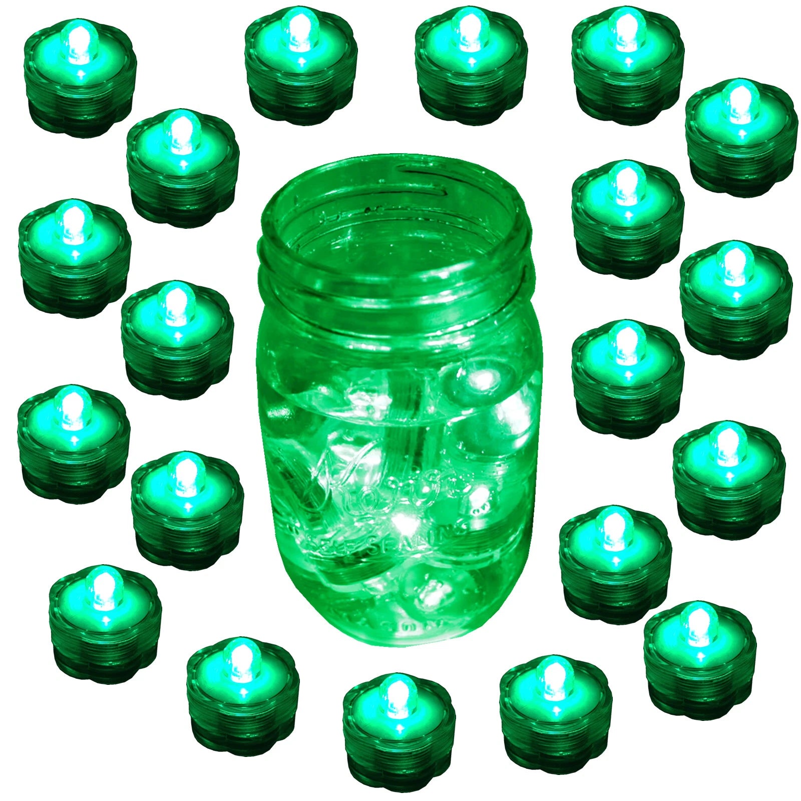 20 Pack Green Submersible Waterproof Underwater Battery LED Tea Light Wedding