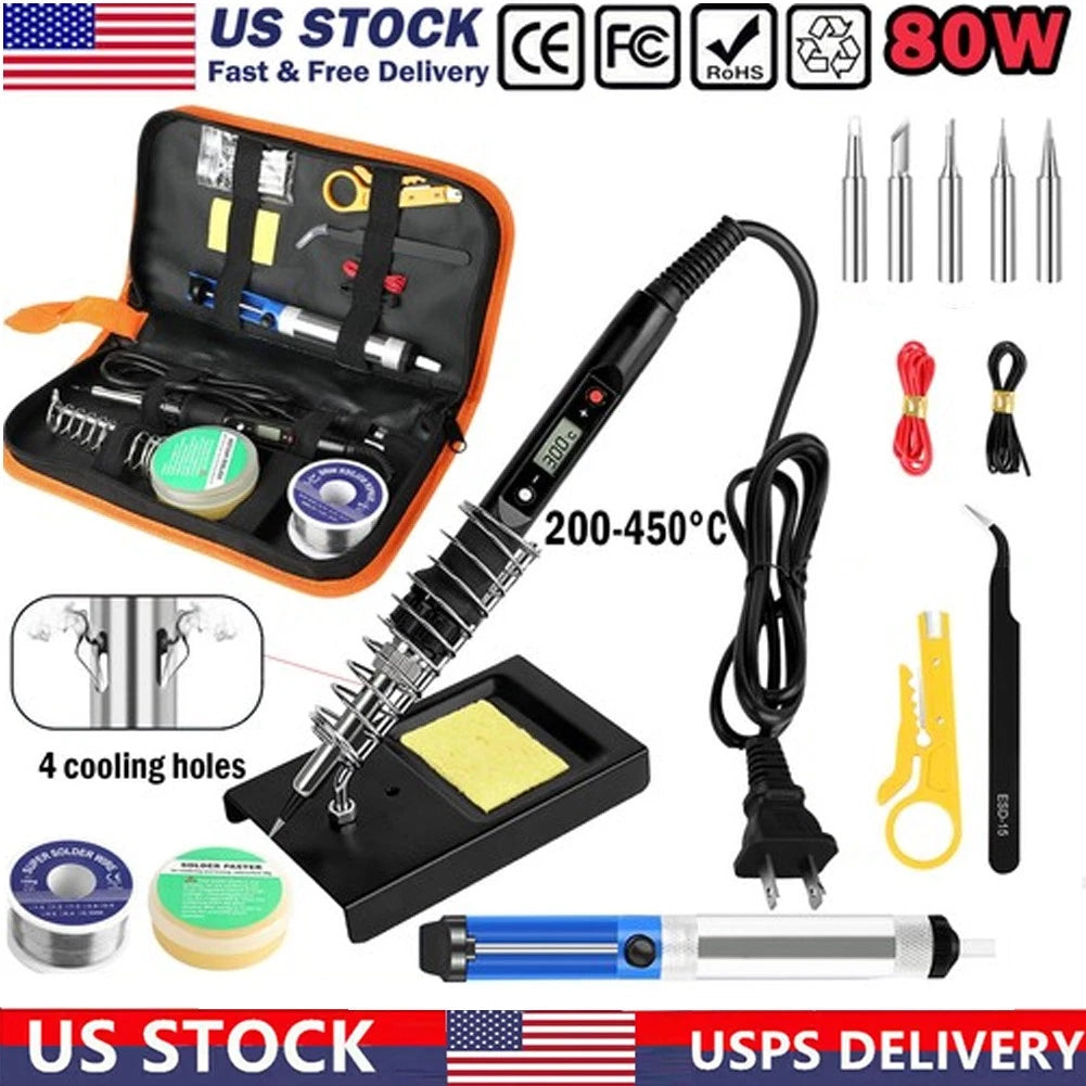 80W Electric Soldering Iron Welding Gun Kit Solder Wire Desoldering Pump Tool
