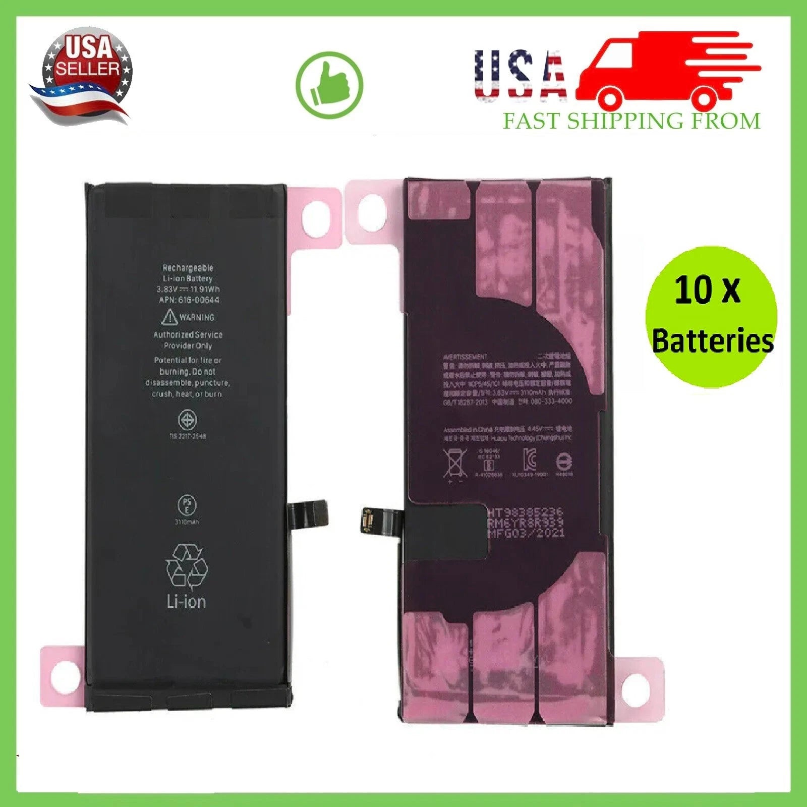 Premium Quality Replacement Battery For iPhone 5 6S 7 8 11 12 13 XR XS LOT (10x)