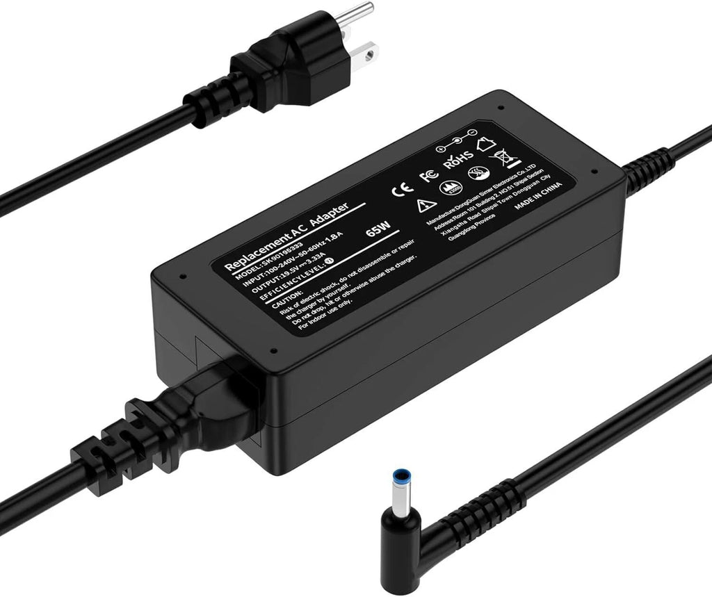 New 65W For HP Adapter Power Charger Pavilion Laptop Blue Tip 4.5*3.0mm Black