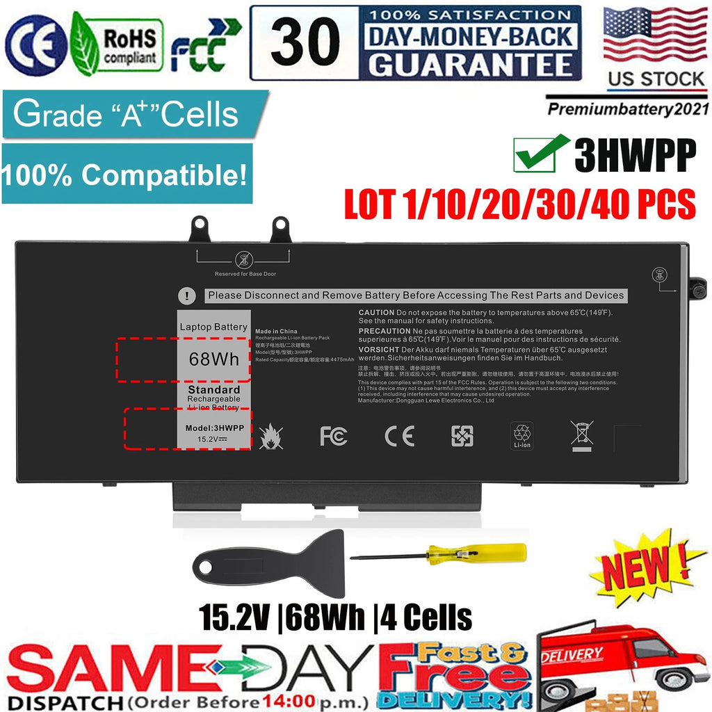 LOT 1/30 3HWPP Battery for Dell Latitude 5501 5401 5511 5510 5411 5410 451-BCMN