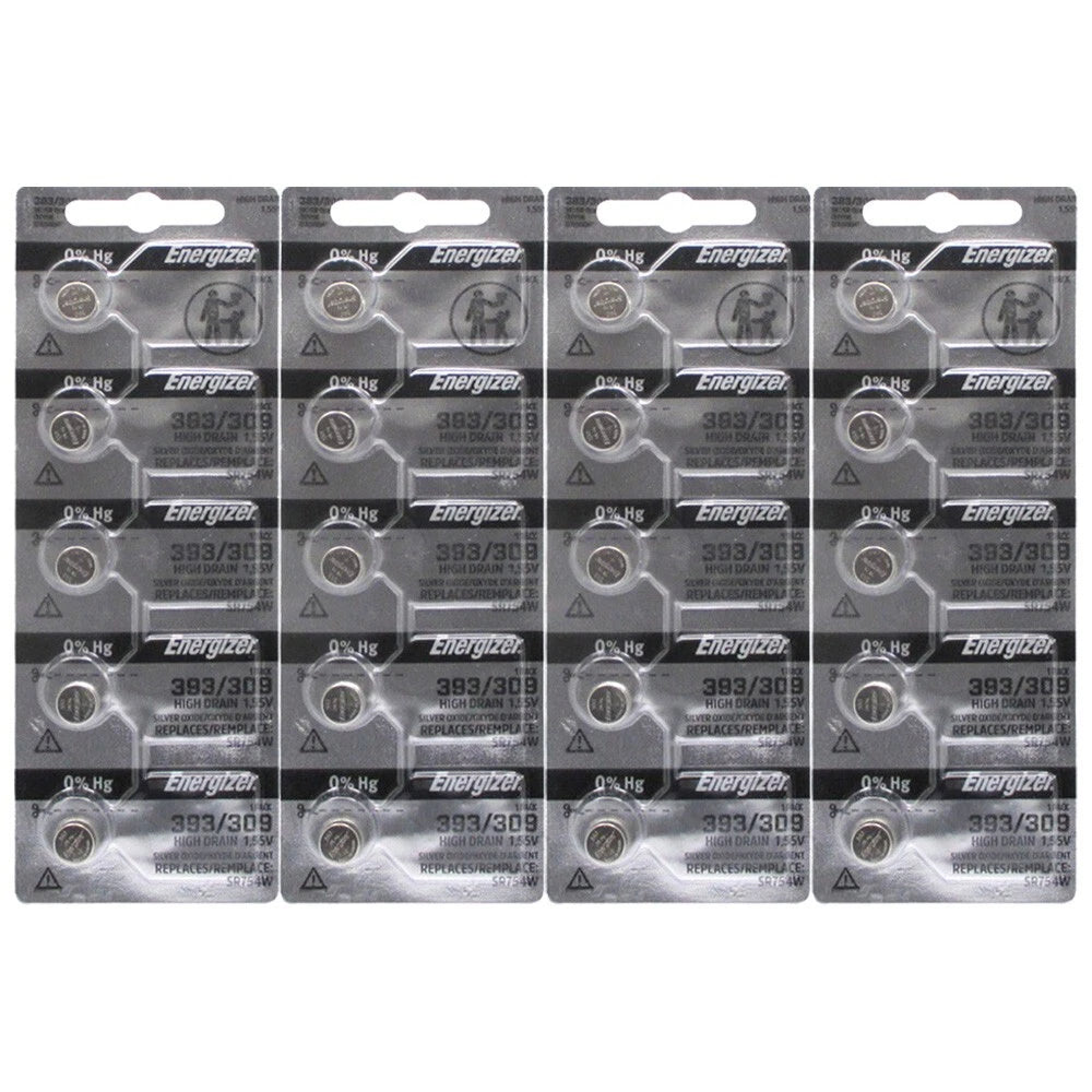 4 x 5 Total of 20 Energizer 393 309 SR754W SR48 Button Cell Silver Oxide Battery