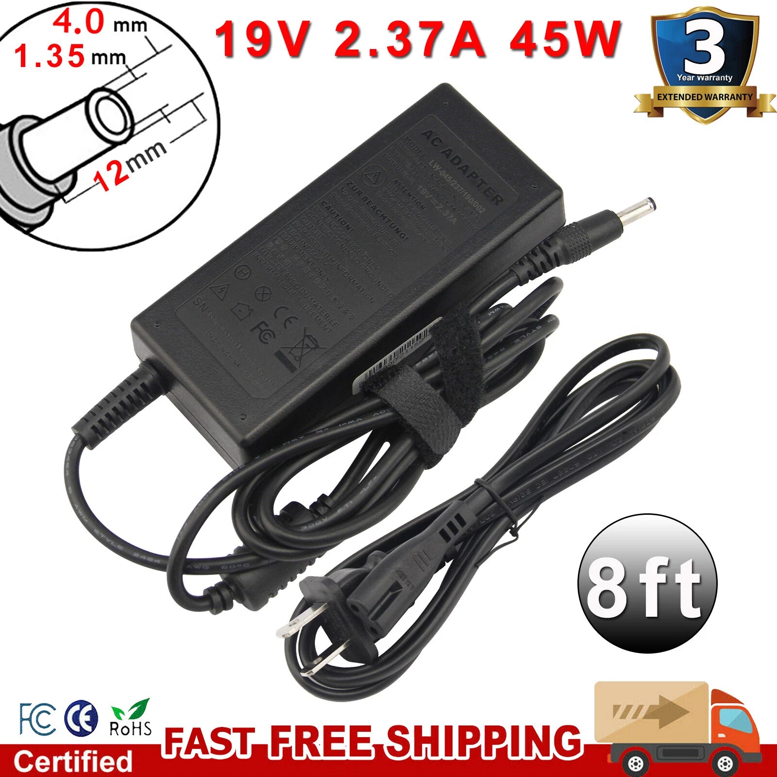 For ASUS Zenbook UX31A 45W AC Power Adapter Charger 4.0mm connector
