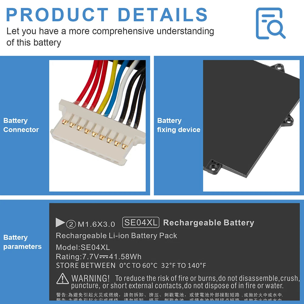 SE04XL Battery for HP Pro X2 612 G2 860724-2B1 HSTNN-DB7Q 860724-281 41.58Wh US